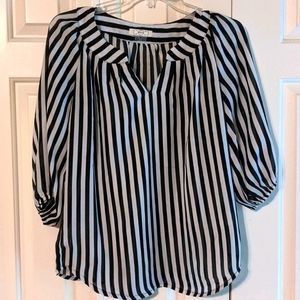 Ezra black and white striped small blouse